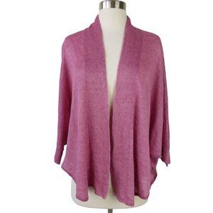 EILEEN FISHER Women's Pink Linen Dolman Open Front Cardigan Sweater Size S